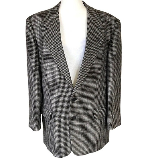 Dayton Hudson’s Marshall Field’s Vintage Men’s 100% Wool Blazer Coat Houndstooth - Picture 1 of 9